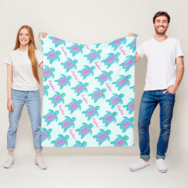 Schattigee schildpad waterverf kunst aangepaste na fleece deken