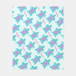 Schattigee schildpad waterverf kunst aangepaste na fleece deken