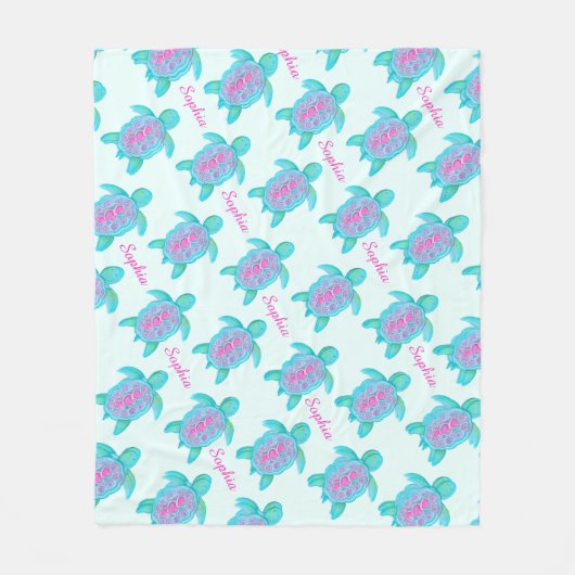 Schattigee schildpad waterverf kunst aangepaste na fleece deken (Voorkant)