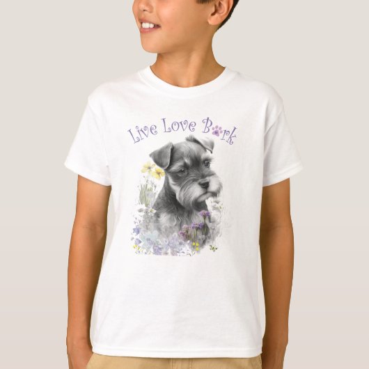 Schattigee Schnauzer Dog Floral T-shirt (Voorkant)
