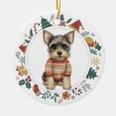 Schattigee Schnauzer Dog in Winter Sweater Kerst Keramisch Ornament (Voorkant)