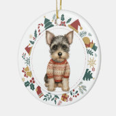 Schattigee Schnauzer Dog in Winter Sweater Kerst Keramisch Ornament (Links)