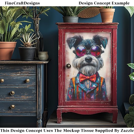 Schattigee Schnauzer Dog, Levendige Kleurrijke CD1 Tissuepapier