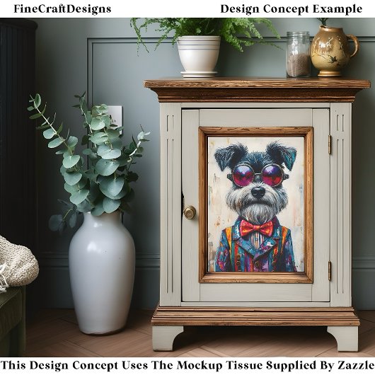 Schattigee Schnauzer Dog, Levendige Kleurrijke CD1 Tissuepapier