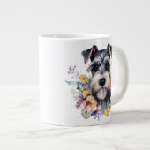 Schattigee Schnauzer met bloemenportret Grote Koffiekop (Voorkant rechts)