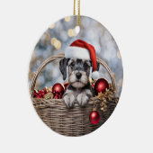 Schattigee Schnauzer Puppy Dog Kerstvakantie Keramisch Ornament (Rechts)