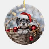 Schattigee Schnauzer Puppy Dog Kerstvakantie Keramisch Ornament (Achterkant)