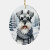 Schattigee Schnauzer Winter Wonderland Kerstmis Keramisch Ornament (Rechts)