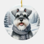 Schattigee Schnauzer Winter Wonderland Kerstmis Keramisch Ornament (Achterkant)