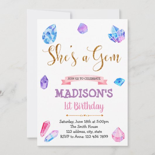 Schattigee Schoenen Een Gem Thema Party Uitnodigin Kaart (Voorkant)