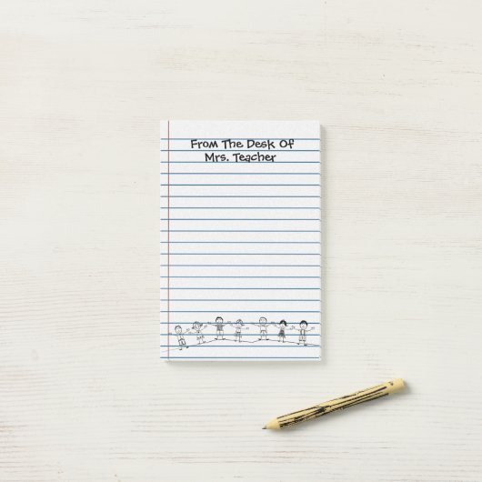 Schattigee School Kinder Leraar Post-its Post-it® Notes (Op bureau)