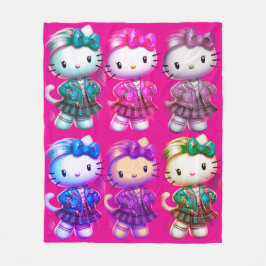 Schattigee School meisje Baby Kat Fuchsia Fleece D Deken