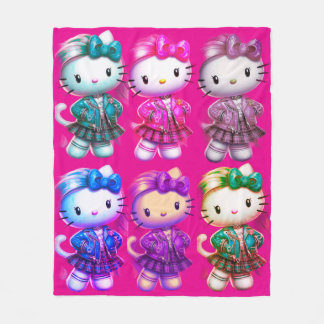 Schattigee School meisje Baby Kat Fuchsia Fleece D Deken