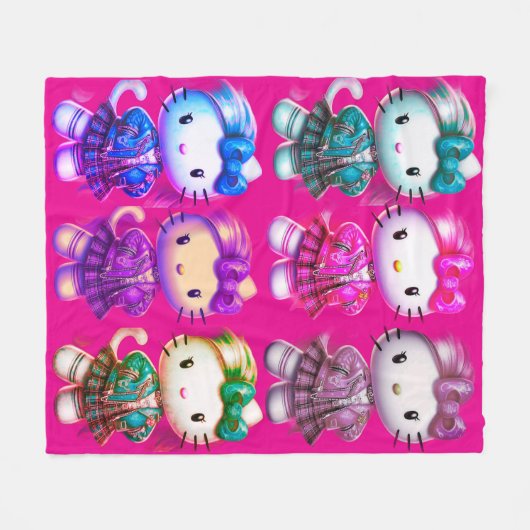 Schattigee School meisje Baby Kat Fuchsia Fleece D Deken (Voorkant (Horizontaal))