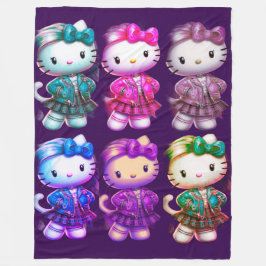 Schattigee School meisje Baby Kat Magenta Fleece D Deken
