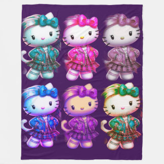 Schattigee School meisje Baby Kat Magenta Fleece D Deken
