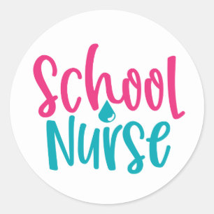 Schattigee school verpleegkundige woord kunst ronde sticker