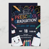 Schattigee schoolbord kleuterschool afstuderen cap kaart (Voorkant / Achterkant)