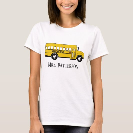 Schattigee schoolbus chauffeur naam toevoegen T-Sh T-shirt (Voorkant)