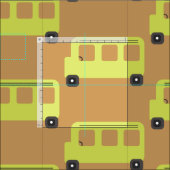 Schattigee schoolbus geel zwart Sinaasappel onderw Stof (Delen)