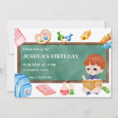 Schattigee schooljongen schoolbordverjaardag kaart (Voorkant)