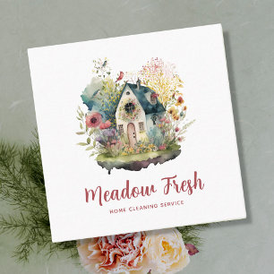 Schattigee schoonmaakdienst Floral Vierkante Visitekaartje