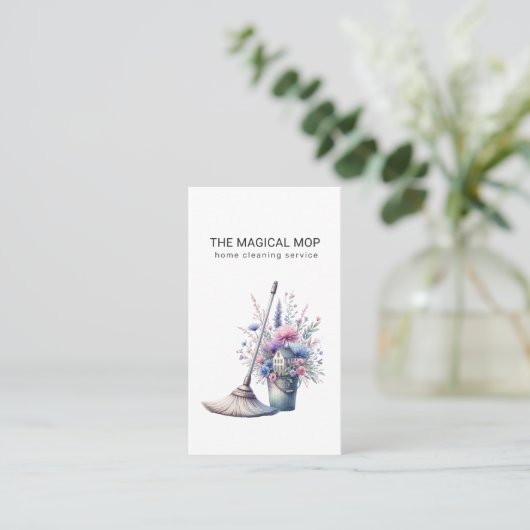 Schattigee schoonmaakdienst Floral Visitekaartje (Staand voorkant)