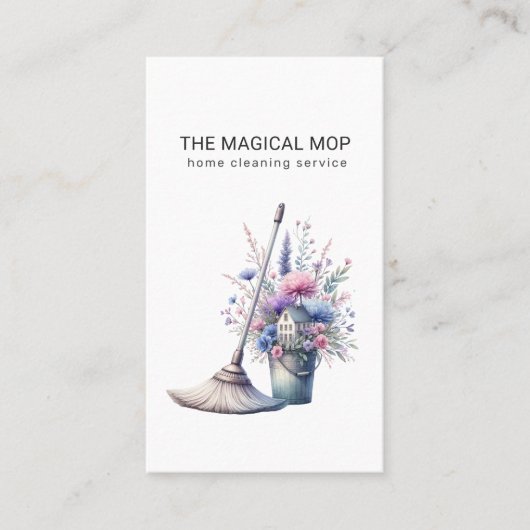 Schattigee schoonmaakdienst Floral Visitekaartje (Voorkant)