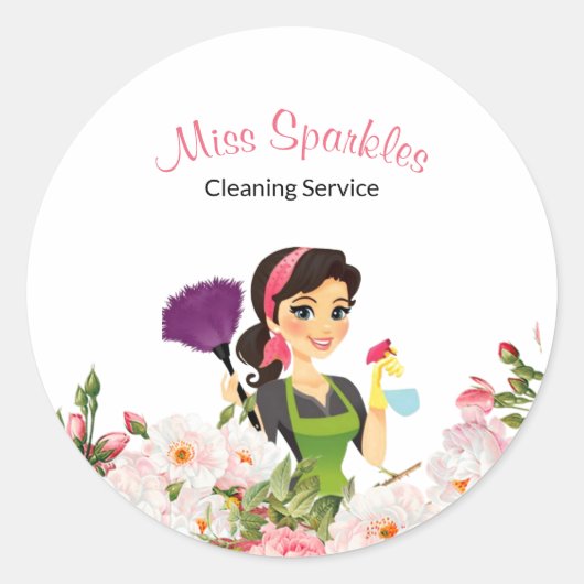 Schattigee schoonmaakdienst Maid Business Sticker (Voorkant)