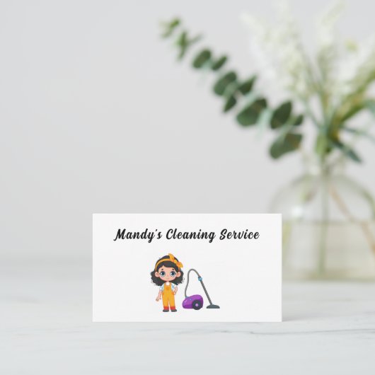 Schattigee schoonmaakdienst Maid Vacuum Visitekaartje (Staand voorkant)