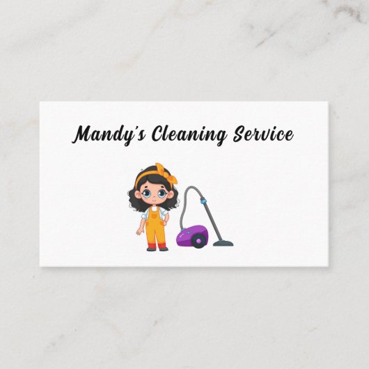 Schattigee schoonmaakdienst Maid Vacuum Visitekaartje (Voorkant)