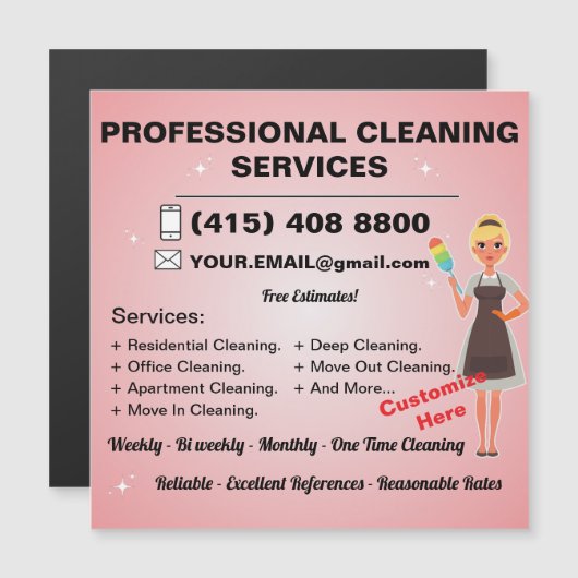 Schattigee schoonmaakdienst schoonmaakdienst schoo (Voorkant / Achterkant)