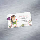 Schattigee schoonmaakservice Bloemenmeisje Magnetisch Visitekaartje (Voorbeeld)