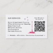 Schattigee schoonmaakservice Maid Illustratie QR-c Visitekaartje (Achterkant)