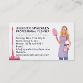 Schattigee schoonmaakservice Maid Illustratie QR-c Visitekaartje (Voorkant)