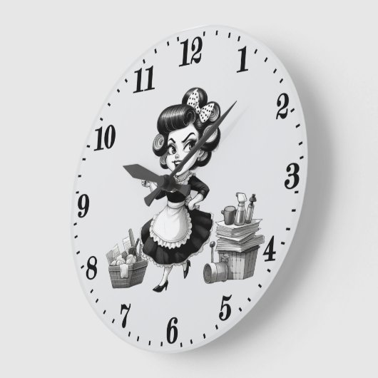 Schattigee  schoonmaakster grote klok (Hoek)