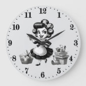 Schattigee  schoonmaakster grote klok (Voorkant)