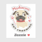 Schattigee schoot hond pug ondeugend charmant gepe sticker (Vel)