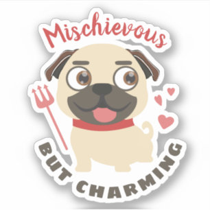 Schattigee schoot hond pug ondeugend charmant gepe sticker
