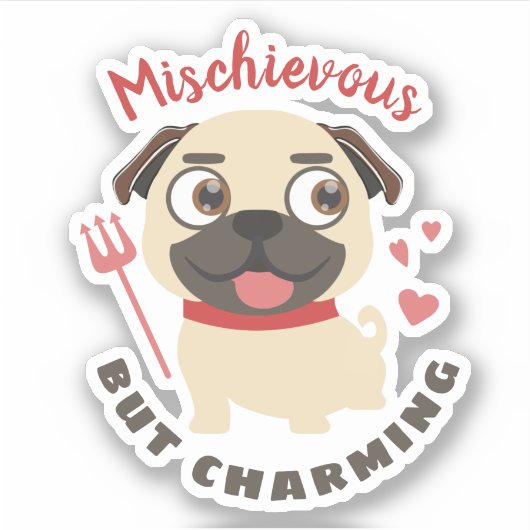 Schattigee schoot hond pug ondeugend charmant gepe sticker (Voorkant)