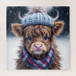 Schattigee Schotse Hoogland Koe Winter thema Coo Legpuzzel