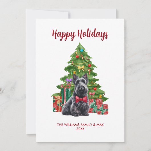 Schattigee Schotse Terriër Hond Familie Kerst Feestdagenkaart (Voorkant)