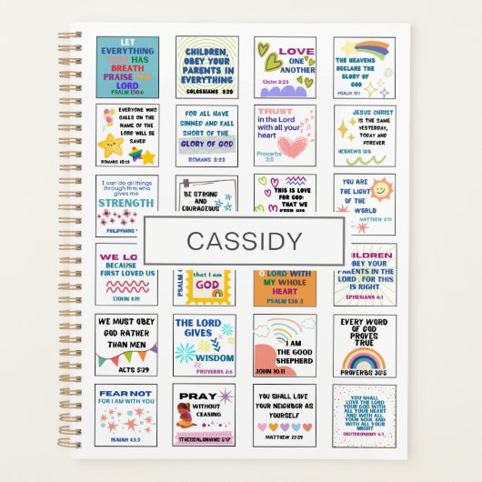 Schattigee Schrift kinder herinnering Bijbelvers Planner (Voorkant)