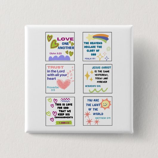 Schattigee Schrift kinder herinnering Bijbelvers Vierkante Button 5,1 Cm (Voorkant)