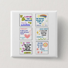 Schattigee Schrift kinder herinnering Bijbelvers Vierkante Button 5,1 Cm