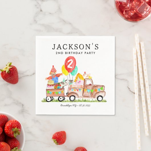 Schattigee Schuur Party Dieren Vrachtwagen Kinder Servet (Insitu)