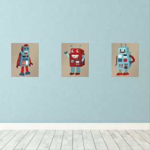 Schattigee sci-fi-thema's voor retro-robots muurkunst sets