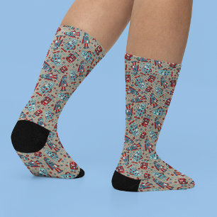 Schattigee sci-fi-thema's voor retro-robots sokken