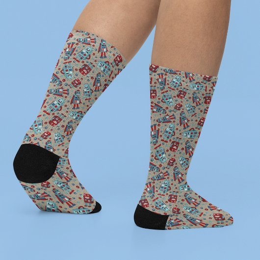 Schattigee sci-fi-thema's voor retro-robots sokken