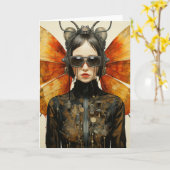 Schattigee Scifi Bug Lady Alle gelegenheden Kaart (Gele Bloem)